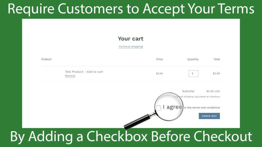 require customers to accept your terms with a checkbox at checkout - digital product TOU template